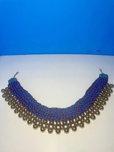 Handmade Blue & Gold Necklace from India - photo 2