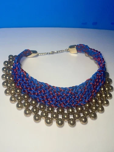 Handmade Blue & Gold Necklace from India - photo 4