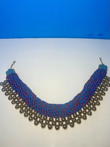 Handmade Blue & Gold Necklace from India - photo 5