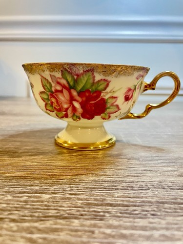 Beautiful Rose Lusterware Footed Tea Cup by Norleans