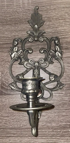 1980's Candle Sconce - Silver Tone
