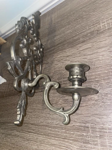 1980's Candle Sconce - Silver Tone - photo 2