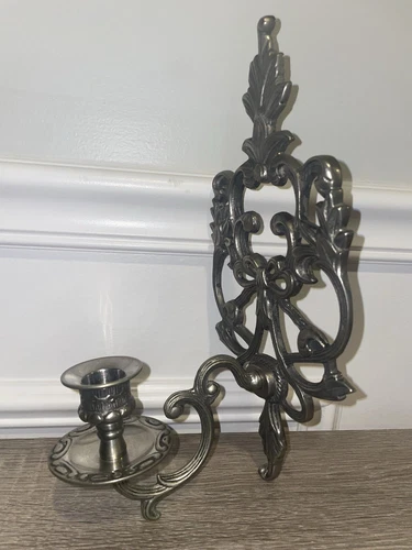 1980's Candle Sconce - Silver Tone - photo 4