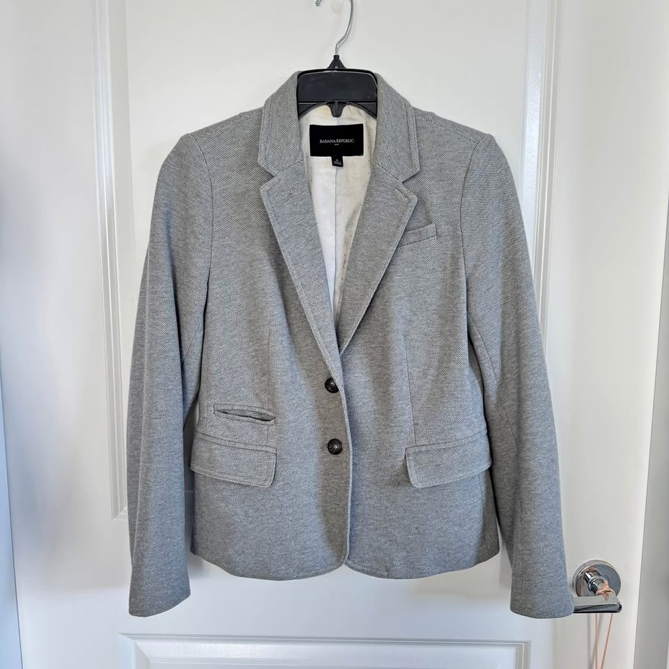 Banana Republic Gray Women Blazer with Notched Lapels