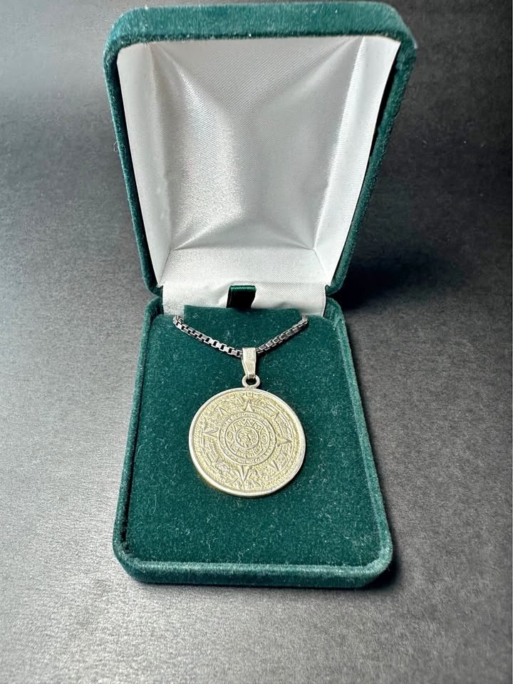 925 Silver Aztec Calendar Pendant Necklace