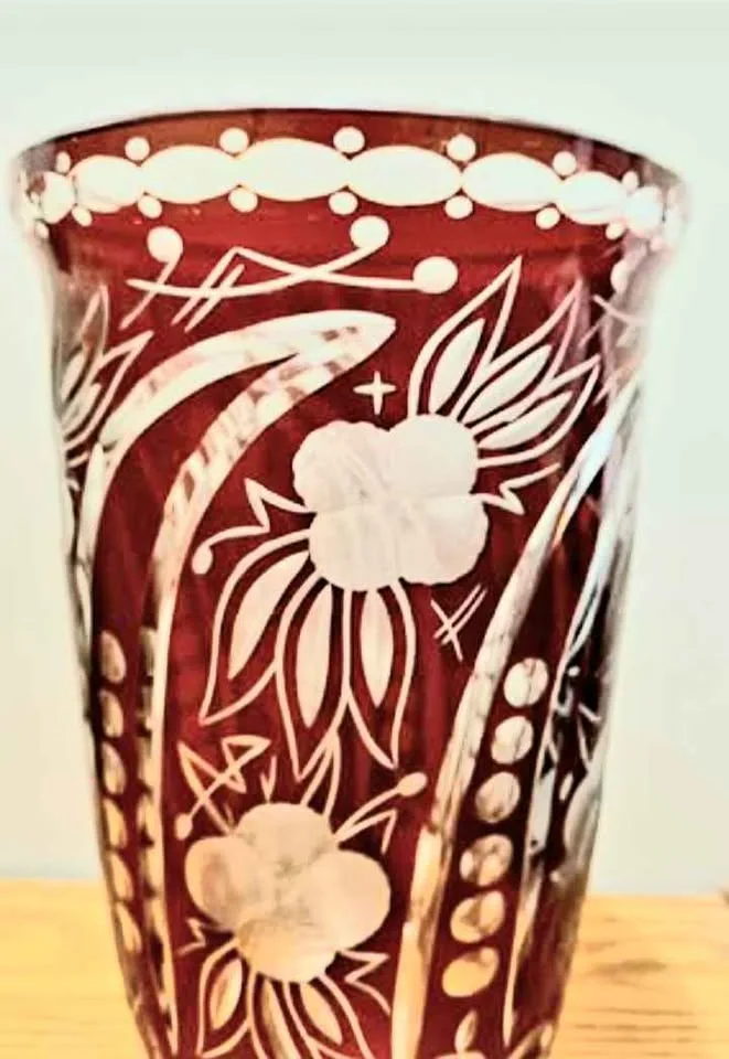 1940's Egermann Bohemian Intricate Hand Cut Crystal Vase image indicator(4)