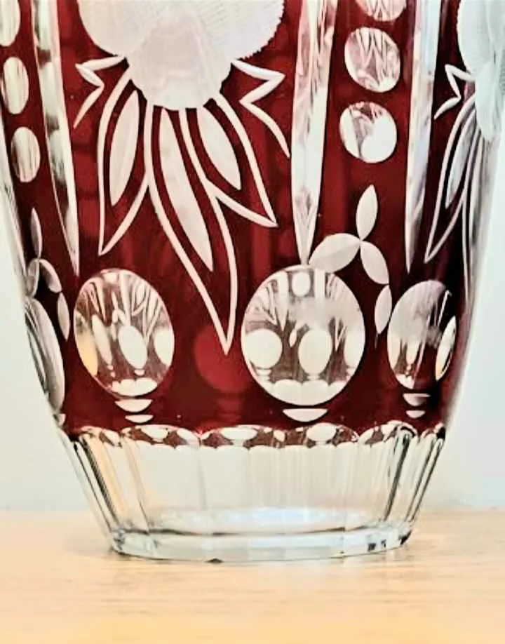 1940's Egermann Bohemian Intricate Hand Cut Crystal Vase image indicator(5)