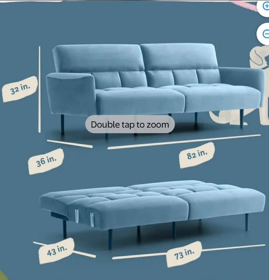 Green Velvet Futon Sofa Bed Couch (DELIVERY AVAILABLE) - photo 3