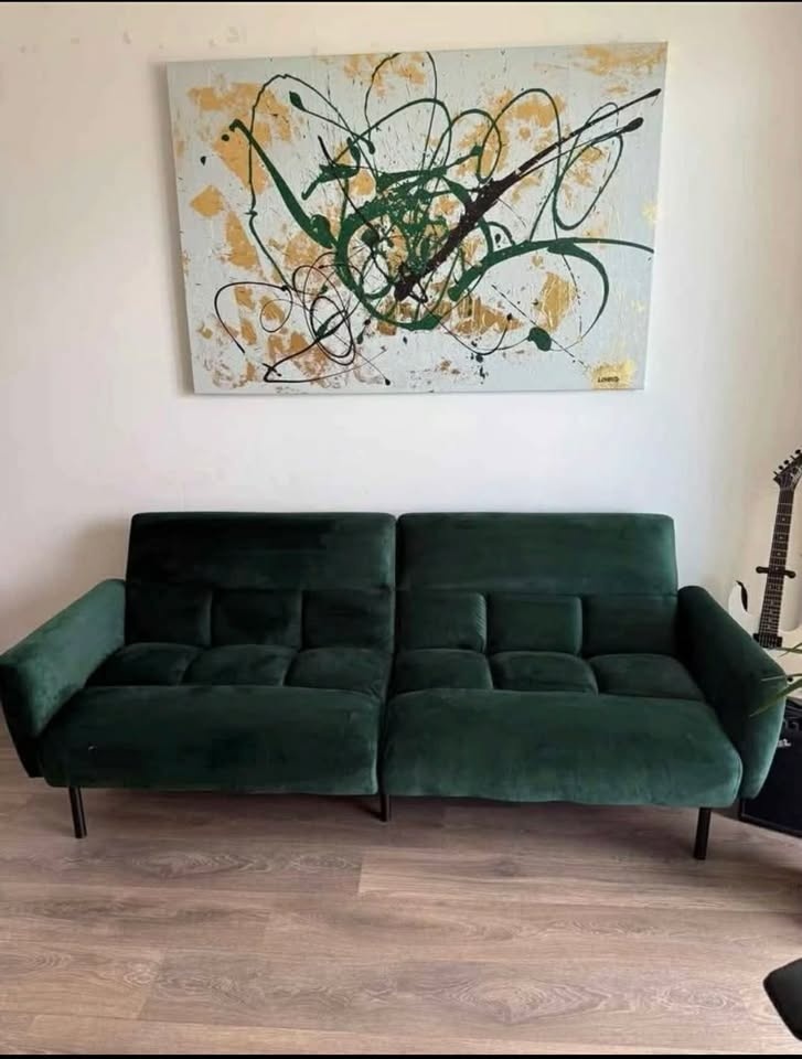 Green Velvet Futon Sofa Bed Couch (DELIVERY AVAILABLE) - photo 4