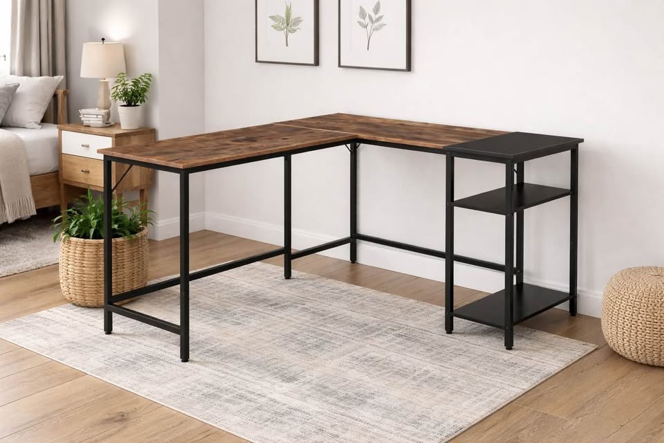 HOMCOM® L-Shaped Computer Desk - Brown/Black