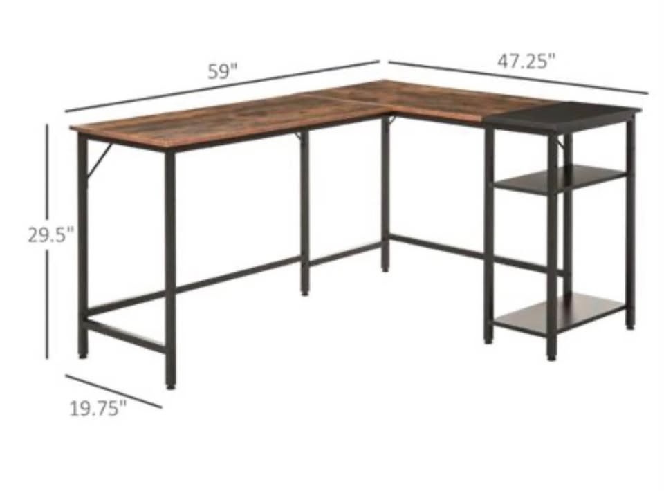 HOMCOM® L-Shaped Computer Desk - Brown/Black - photo 2