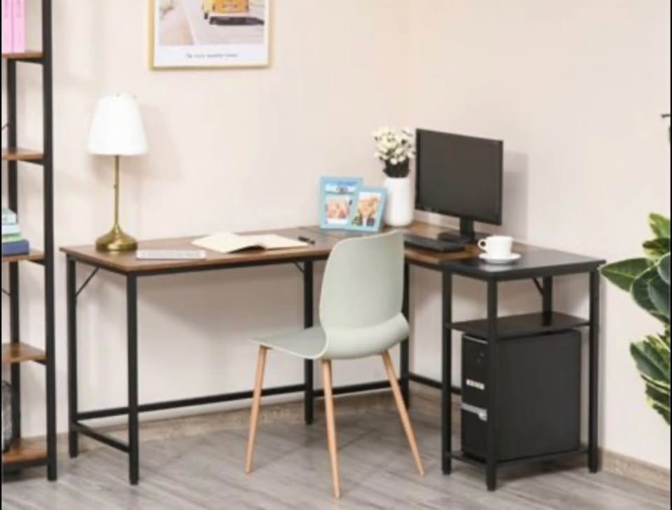 HOMCOM® L-Shaped Computer Desk - Brown/Black - photo 3