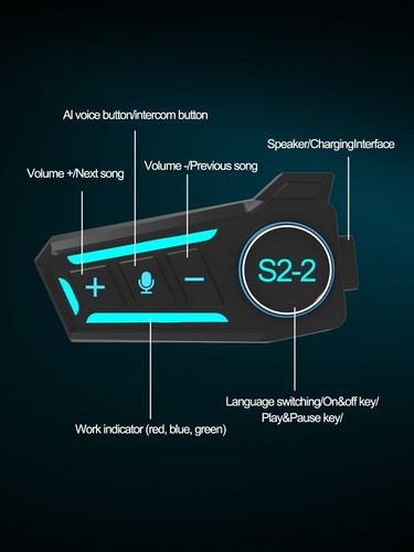Motorcycle Intercom Headset USB C AI Voice Assist - photo 2
