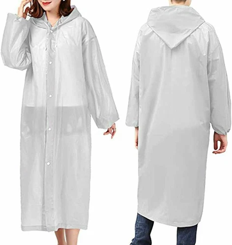 Adults Unisex Waterproof Rain Poncho with Hood - Reusable