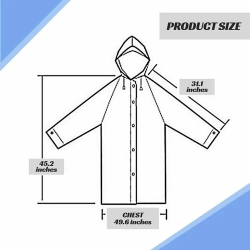 Adults Unisex Waterproof Rain Poncho with Hood - Reusable - photo 3