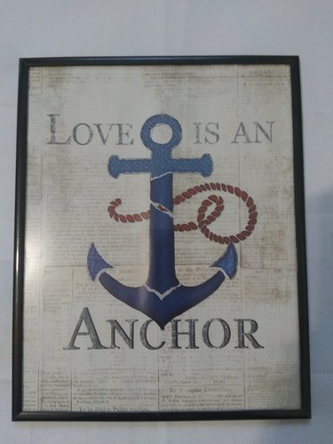 Wall Art Reproduction "Love is an anchor" Black frame 10''x8''