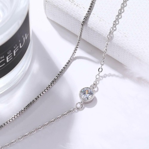 Bracelet Double Chain White Gold Plated 925 Sterling Silver Cubi - photo 4