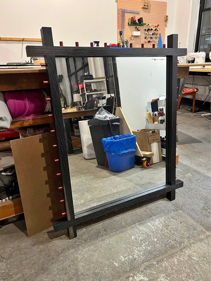 Large Red Oak Wall Mirror - photo 2