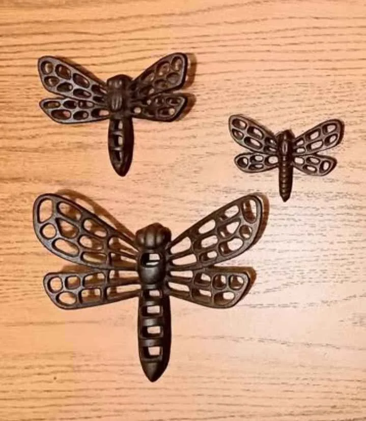 Handmade Cast Iron Dragonfly Set Wall Decor thumbnail