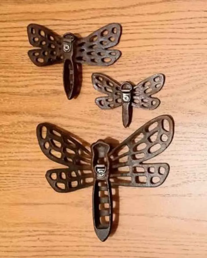 Handmade Cast Iron Dragonfly Set Wall Decor image indicator(3)