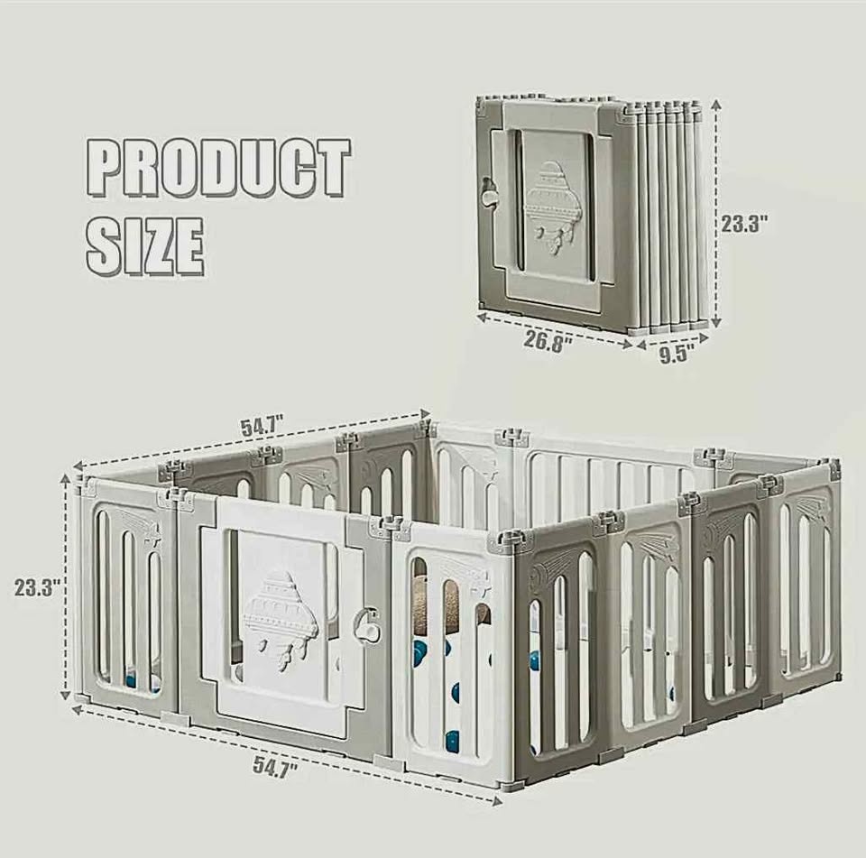 New in Box 14 Panel Foldable Baby Playpen (Grey/White) - photo 2