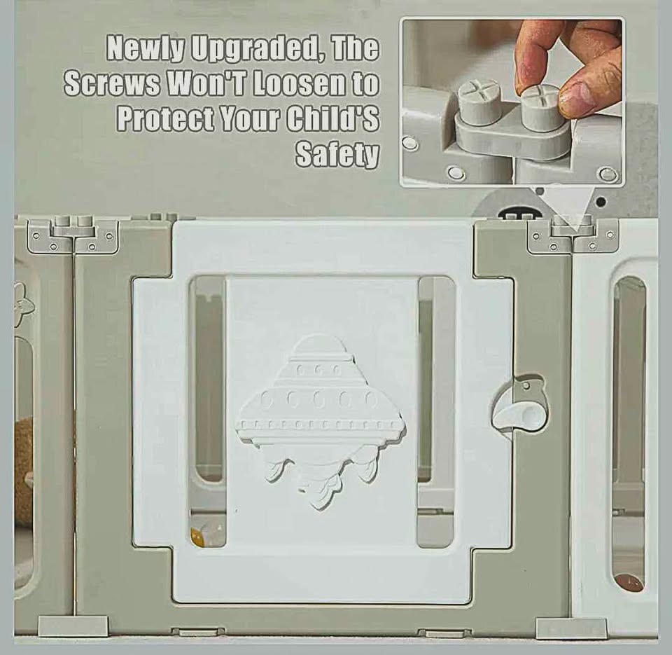 New in Box 14 Panel Foldable Baby Playpen (Grey/White) - photo 3