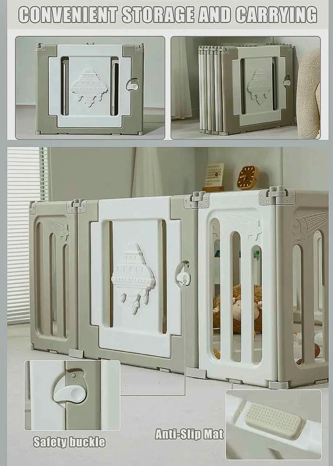 New in Box 14 Panel Foldable Baby Playpen (Grey/White) - photo 5