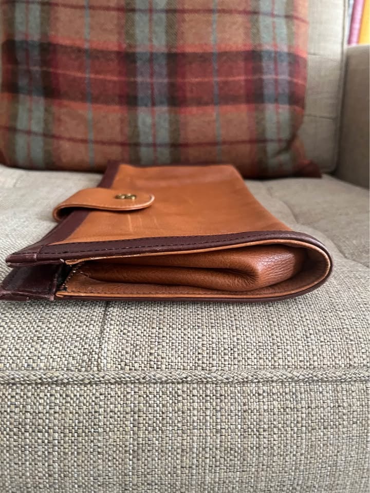 Vintage Leather Clutch with Brass Hardware - photo 3