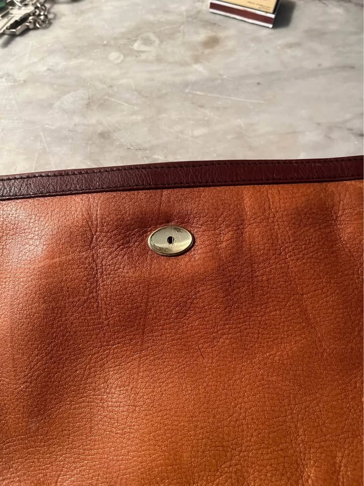 Vintage Leather Clutch with Brass Hardware - photo 5