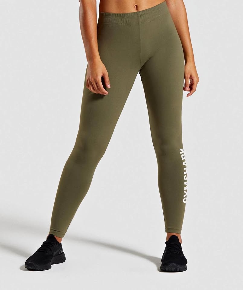Gymshark Training High-Rise Leggings - Khaki/Olive Green - Size