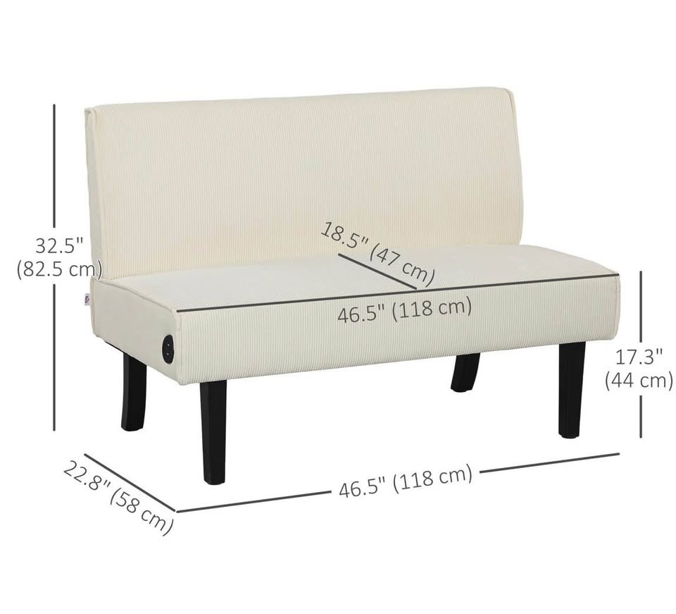 Brand New 46.5" Loveseat Couch with USB Ports!!! - photo 3