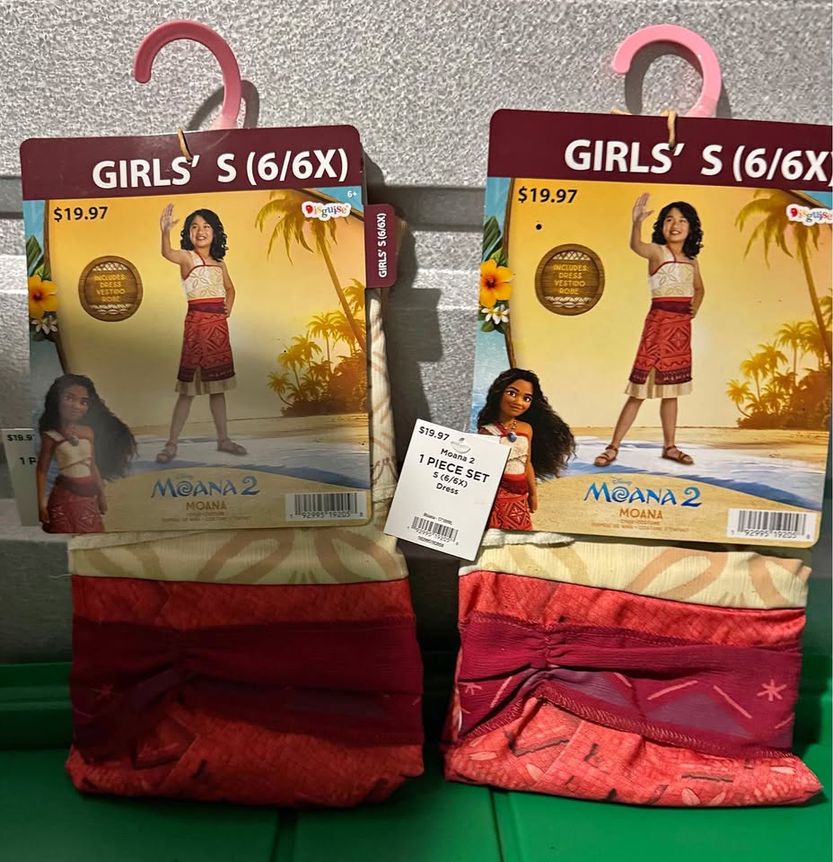 2- Girls Moana 2 Dress /Costume Size 6/6x -Great for Twins