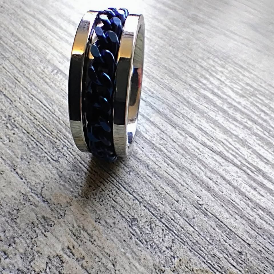 Blue Stainless Steel Ring For Men - photo 5