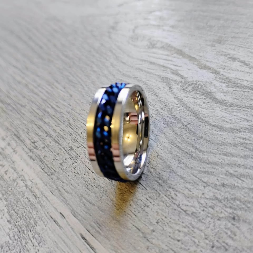 Blue Stainless Steel Ring For Men - photo 2