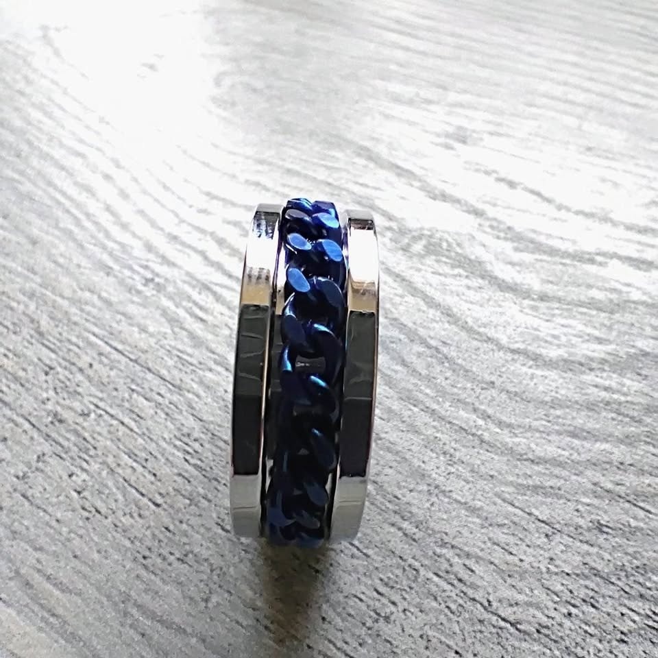 Blue Stainless Steel Ring For Men - photo 3