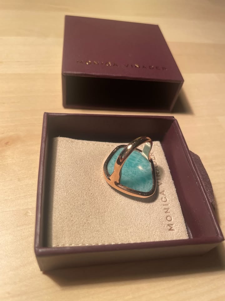 Monica Vinader Amazonite Pinky Ring Rose Gold Size 4.5 - photo 4