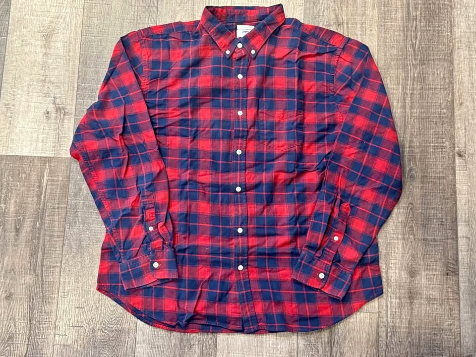 Men's OLD NAVY Flannel Plaid Shirt 2XL XXL Slim Fit