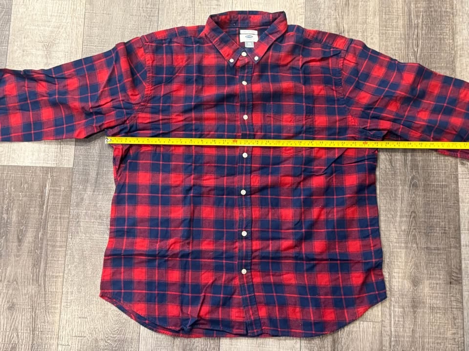 Men's OLD NAVY Flannel Plaid Shirt 2XL XXL Slim Fit - photo 3