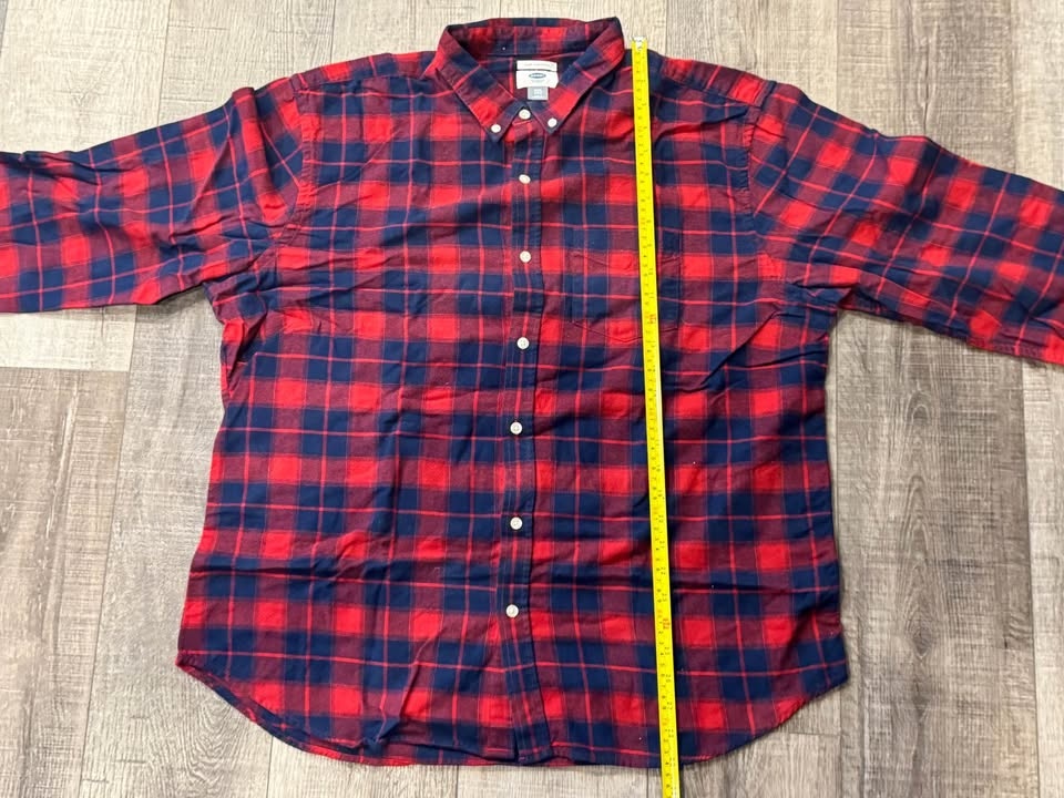 Men's OLD NAVY Flannel Plaid Shirt 2XL XXL Slim Fit - photo 5
