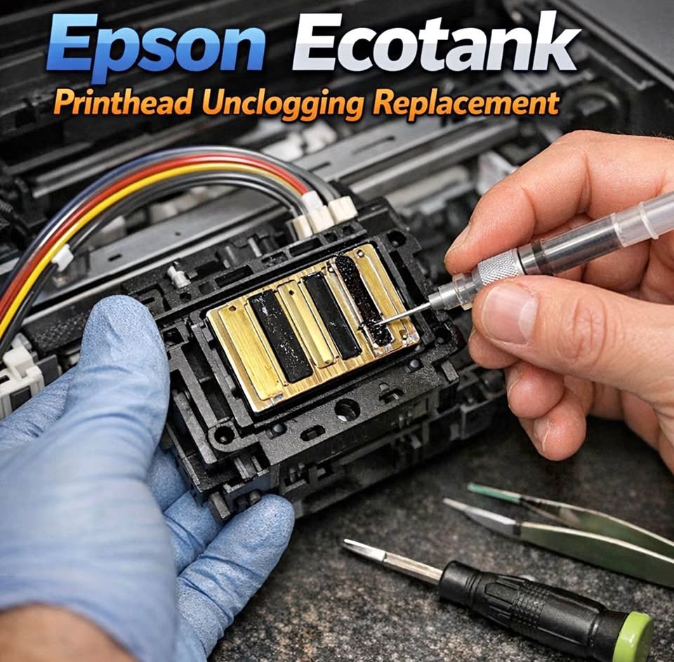 Epson Ecotank Printhead Replacement and Unclogging!