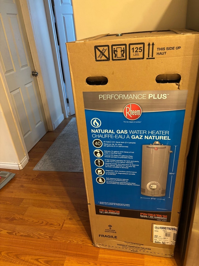 1 New Unopened 40 Gallon Hot Water Tank