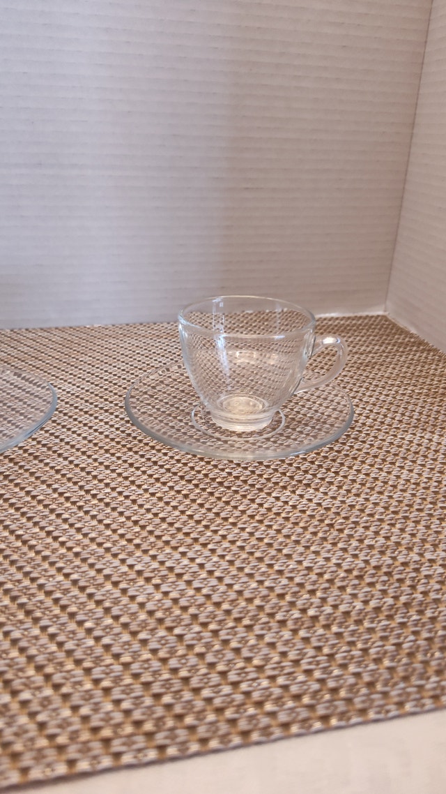 2 Clear Cappuccino Cups with Saucers - Vintage - photo 3