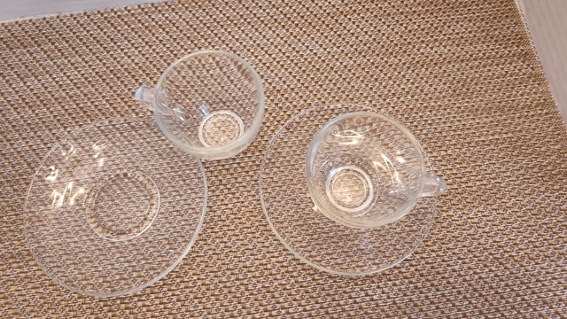 2 Clear Cappuccino Cups with Saucers - Vintage - photo 4