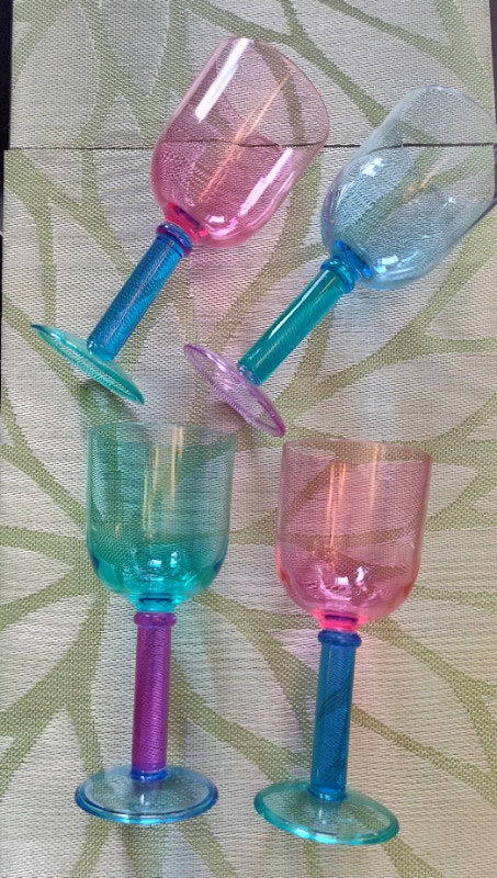 Set of four colourful wine/cocktail glasses