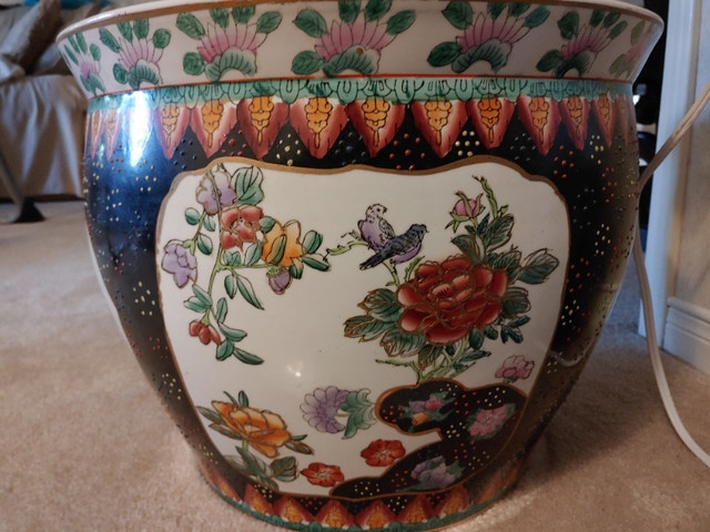 Large Vintage Asian Fish Bowl Planter/Pot