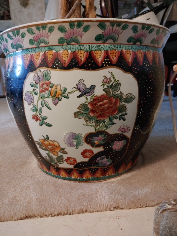 Large Vintage Asian Fish Bowl Planter/Pot - photo 5