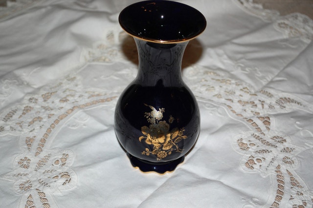 Vintage Chilean Cobalt Blue & Gold Vase