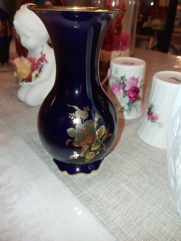Vintage Chilean Cobalt Blue & Gold Vase - photo 5