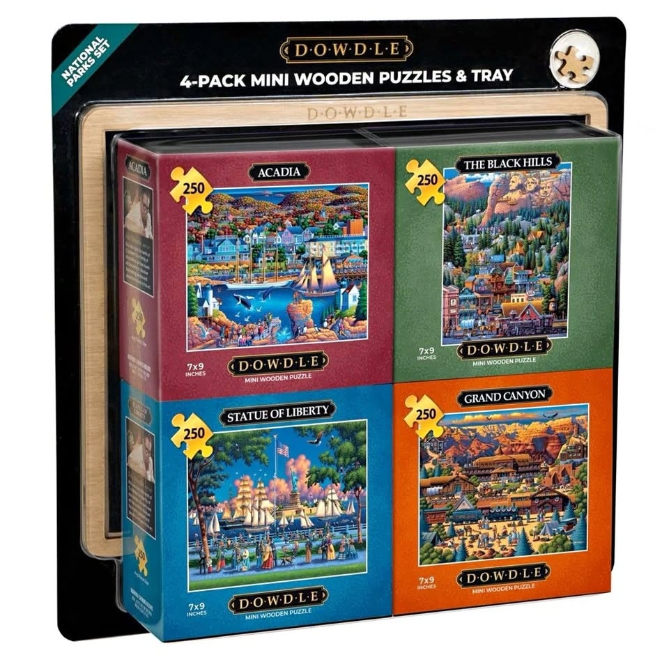 Dowdle National Parks Set 4 Pack Mini Wood Puzzles