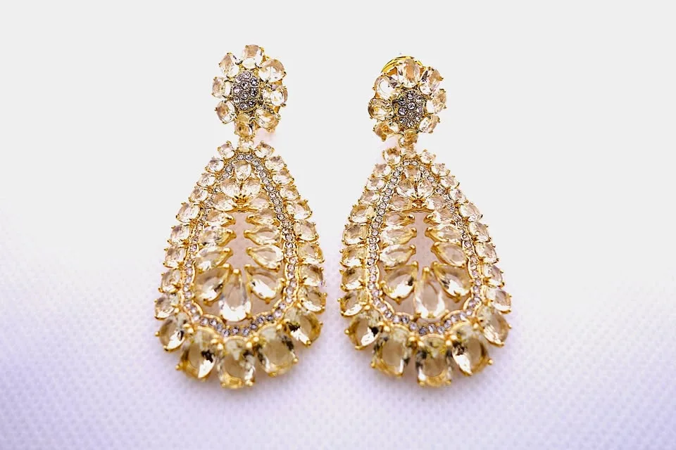 Teardrop Yellow/Clear Multi-Crystal Omega Back Earrings thumbnail